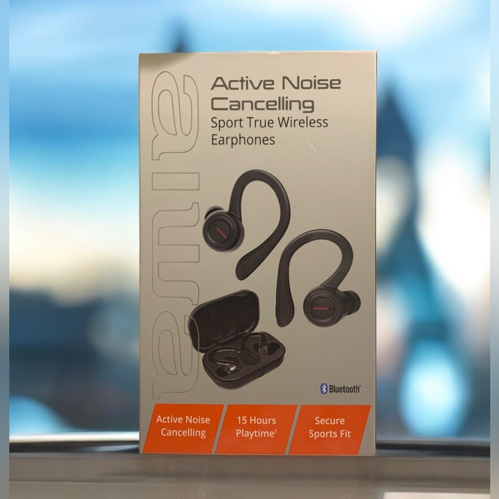 BRAND NEW AIWA Active Noise Cancelling Sport Wireless Earphones (Black/Red)